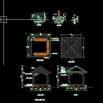 景观亭子CAD施工详图大样图