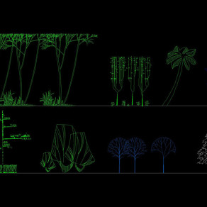 园林景观建筑植物绿化cad立面图库3D模型