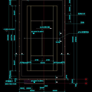 网球场平面图cad图纸