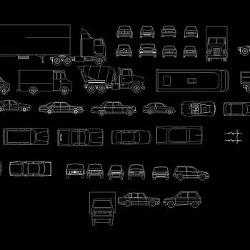 各种车CAD立面图库