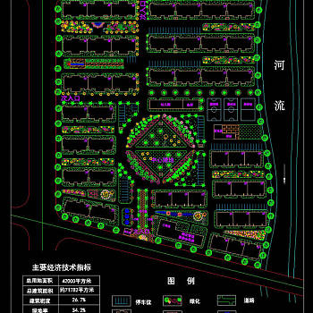 多层小区景观cad素材图纸