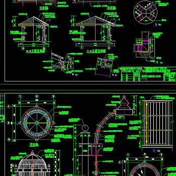 亭与鸟笼景观cad图纸