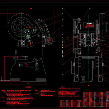 冲床总图CAD机械图纸