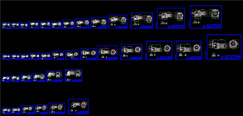 R系列不同尺寸减速机CAD机械<a href=https://www.yitu.cn/su/7937.html target=_blank class=infotextkey>图纸</a>