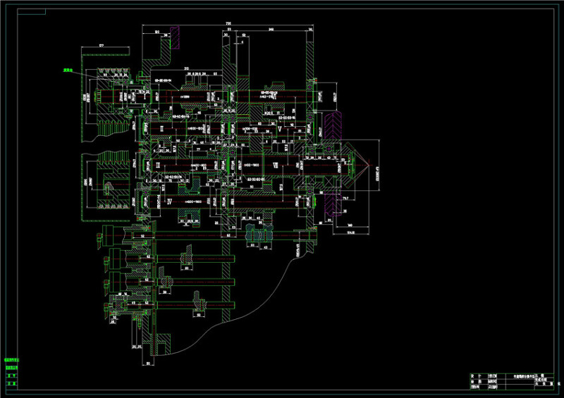 车床传动系统变速箱展开图CAD机械<a href=https://www.yitu.cn/su/7937.html target=_blank class=infotextkey>图纸</a>