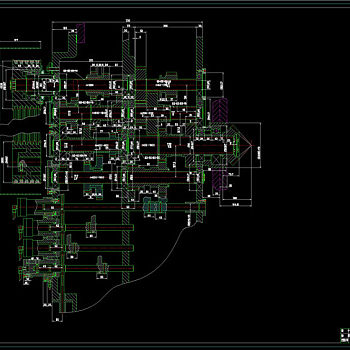 车床传动系统变速箱展开图CAD机械图纸