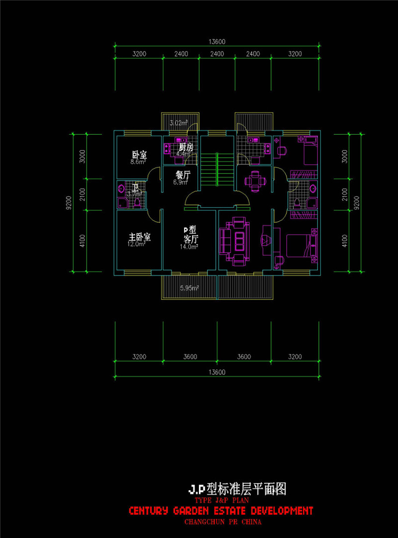 二户多层cad<a href=https://www.yitu.cn/su/7392.html target=_blank class=infotextkey>平面</a>素材