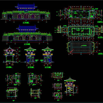 仿古山门建筑施工图CAD图纸