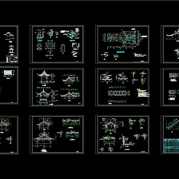 古建筑小品施工图CAD图纸