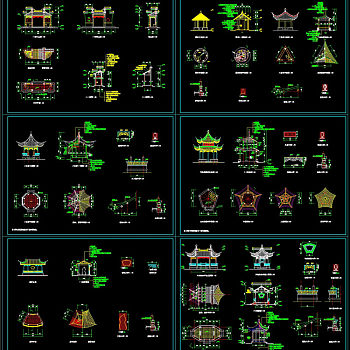 古式亭子CAD图纸