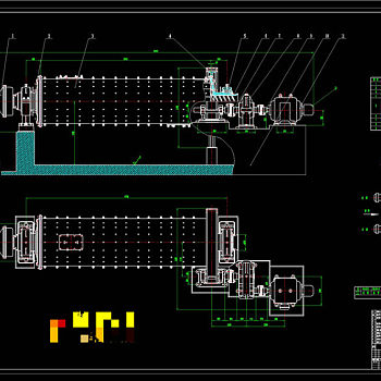 湿式溢流型球磨机CAD机械图纸