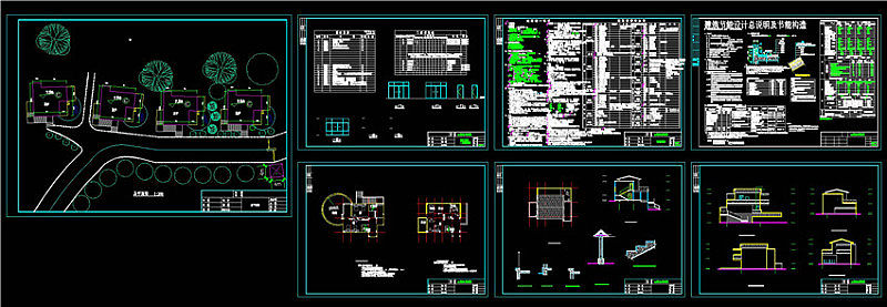 某C型温泉酒店别墅施工图CAD景观图纸