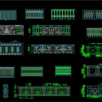 铁艺栏杆图库CAD景观图纸