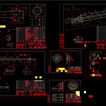 绞龙倾斜螺旋输送机CAD机械图纸