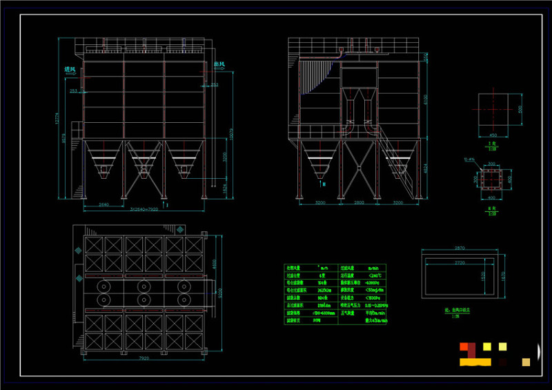多室布袋除尘器CAD机械<a href=https://www.yitu.cn/su/7937.html target=_blank class=infotextkey>图纸</a>