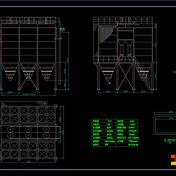 多室布袋除尘器CAD机械图纸