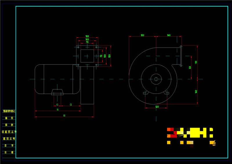 离心风机总图CAD机械<a href=https://www.yitu.cn/su/7937.html target=_blank class=infotextkey>图纸</a>