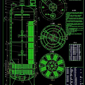 发酵罐总装图CAD机械图纸