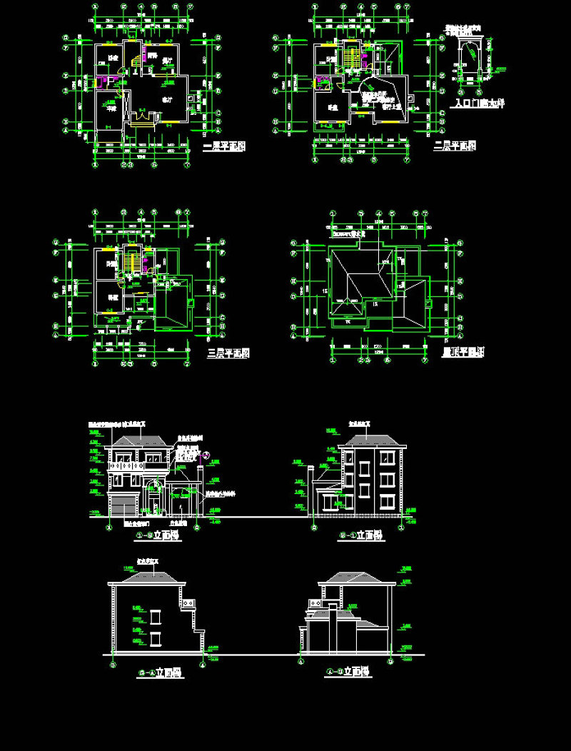 别墅CAD<a href=https://www.yitu.cn/su/7937.html target=_blank class=infotextkey>图纸</a>