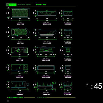 按摩床立面图cad图纸
