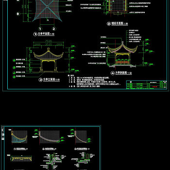 亭子剖面cad图纸