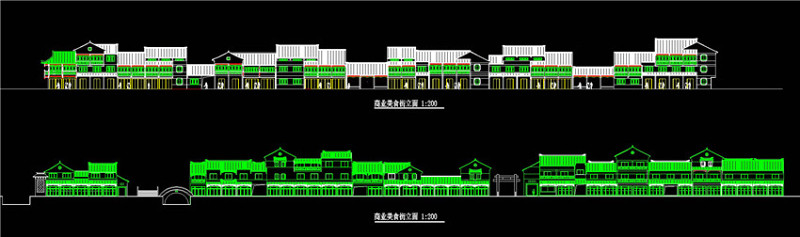 仿古商业美食街立面图CAD<a href=https://www.yitu.cn/su/7937.html target=_blank class=infotextkey>图纸</a>