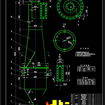 标准型扩散式旋风除尘器CAD机械图纸