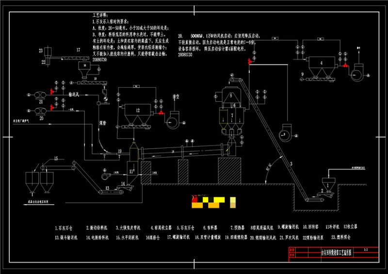 白灰回转窑<a href=https://www.yitu.cn/su/6997.html target=_blank class=infotextkey>工艺</a>流程图CAD机械<a href=https://www.yitu.cn/su/7937.html target=_blank class=infotextkey>图纸</a>