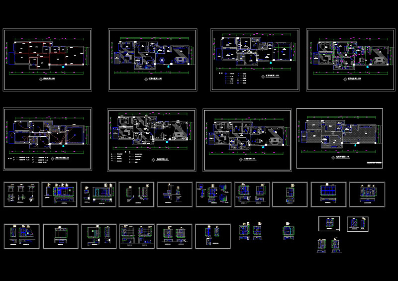 套房平立面整套cad<a href=https://www.yitu.cn/su/7937.html target=_blank class=infotextkey>图纸</a>