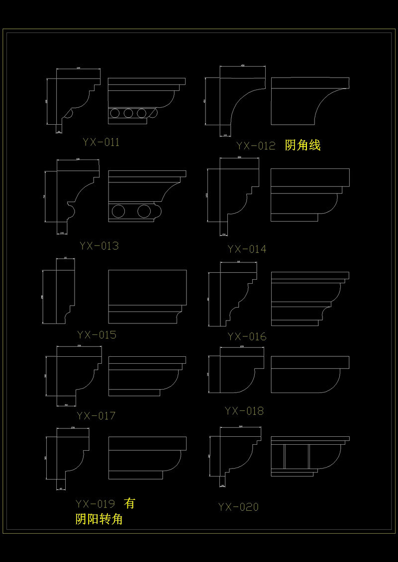 欧式檐线条CAD图块