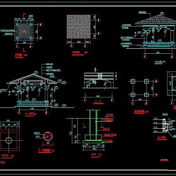 凉亭CAD详图建筑图