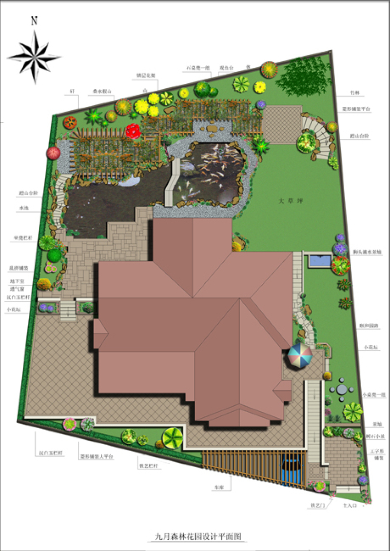 cad私家<a href=https://www.yitu.cn/sketchup/huayi/index.html target=_blank class=infotextkey>花</a>园方案及彩平图