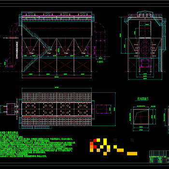 锅炉用布袋除尘器CAD机械图纸