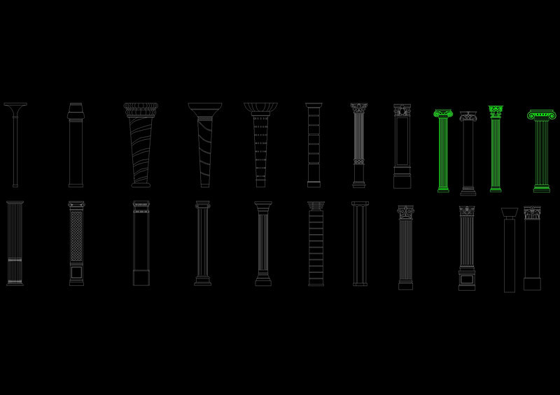 欧式<a href=https://www.yitu.cn/sketchup/zhuzi/index.html target=_blank class=infotextkey><a href=https://www.yitu.cn/su/7152.html target=_blank class=infotextkey>柱子</a></a>CAD立面图