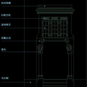 大门门柱cad图纸