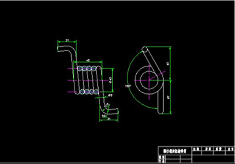 圆柱螺旋扭转弹簧CAD<a href=https://www.yitu.cn/su/7937.html target=_blank class=infotextkey>图纸</a>