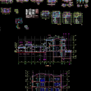欧式别墅建筑施工CAD图纸