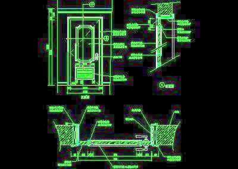 单扇门详图、双扇门详图、木做门套-cad门图块4