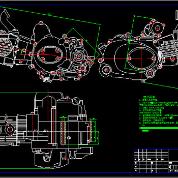 发动机装配图与外形图CAD图纸