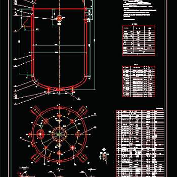 K8000L反应罐(搪玻璃罐)CAD图纸