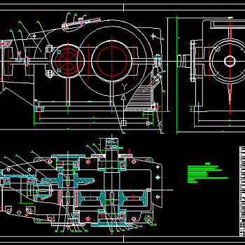 二级圆柱圆锥减速器装配图CAD图纸