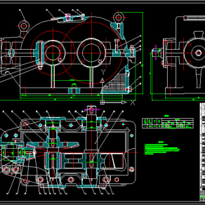 圆锥圆柱齿轮减速器总装图CAD图纸