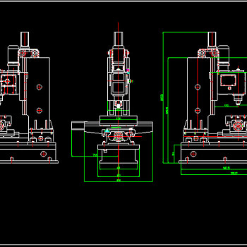 立式数控铣钻床外形图CAD图纸