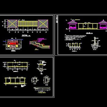 双亭廊cad设计施工图纸