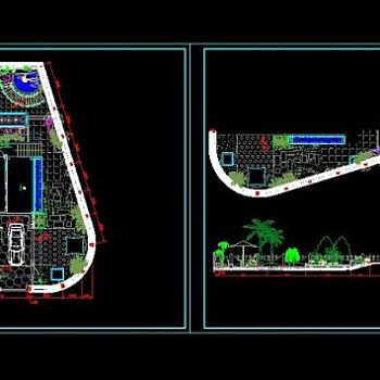 一整套别墅区的全部景观设计cad施工