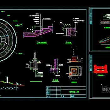 大型圆形花坛cad设计施工图纸