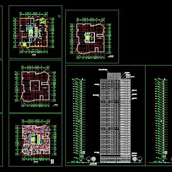 某高层点式住宅楼CAD平立面图纸