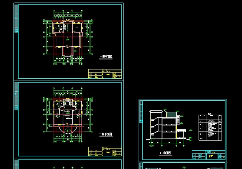 某小<a href=https://www.yitu.cn/su/7212.html target=_blank class=infotextkey>户型</a>三层别墅cad建筑施工图