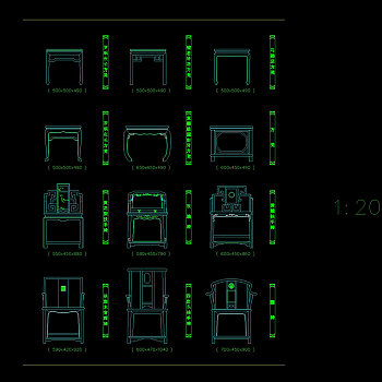 CAD建筑常用中式家具图块