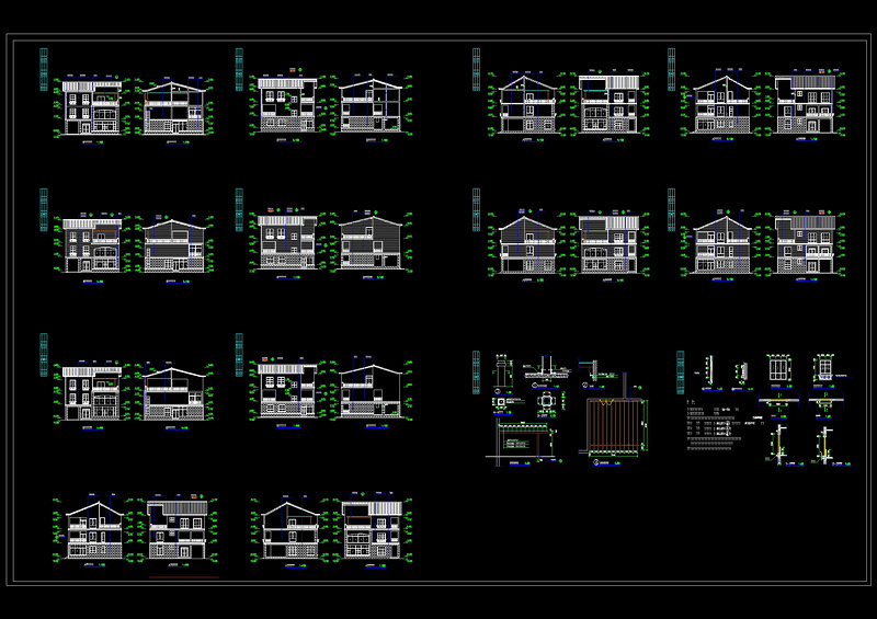 别墅立面图集CAD<a href=https://www.yitu.cn/su/7937.html target=_blank class=infotextkey>图纸</a>